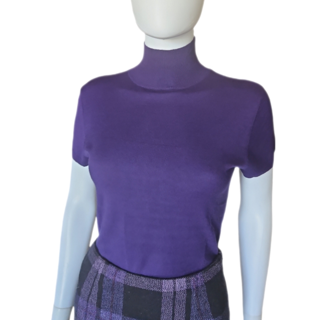 Versace Jeans Couture | Mock Turtleneck Short Sleeve Top In Purple ~ Size Large